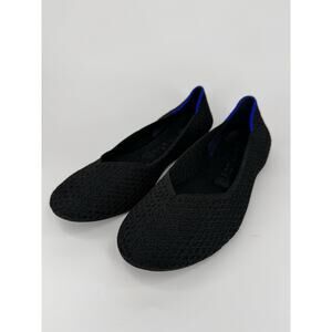 Rothys The Flat Size 9.5 Honeycomb Black Knit Round Toe Slip On Shoes Comfort